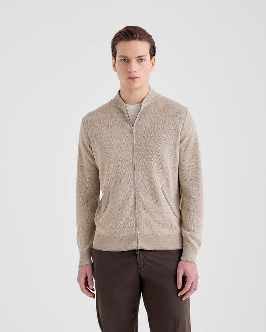 Bomber zip WOOL - STONE | Filippo De Laurentiis Bomber zip WOOL - STONE | Filippo De Laurentiis