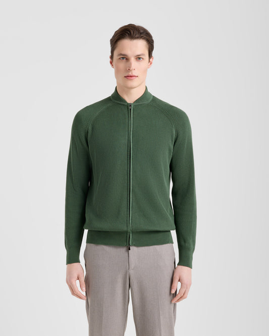 Bomber full-zip Oliva | Filippo De Laurentiis Bomber full-zip Oliva | Filippo De Laurentiis