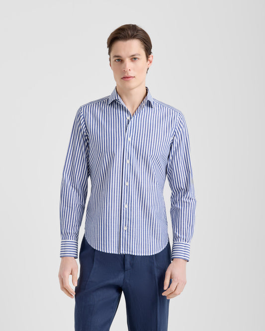 Camicia collo paramontura Bianco - blu | Filippo De Laurentiis Camicia collo paramontura Bianco - blu | Filippo De Laurentiis