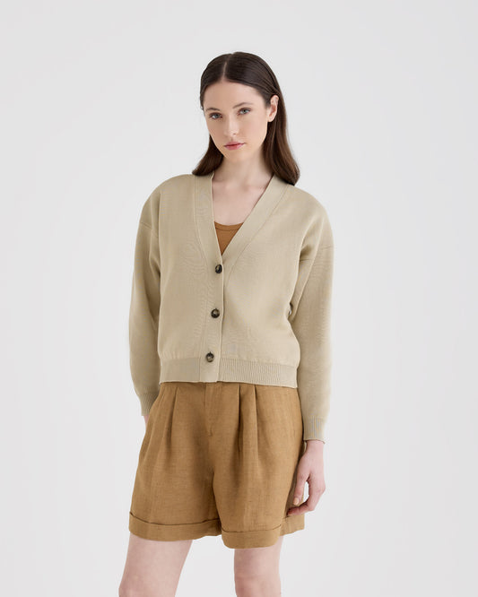 Cardigan con bottoni Sabbia | Filippo De Laurentiis Cardigan con bottoni Sabbia | Filippo De Laurentiis
