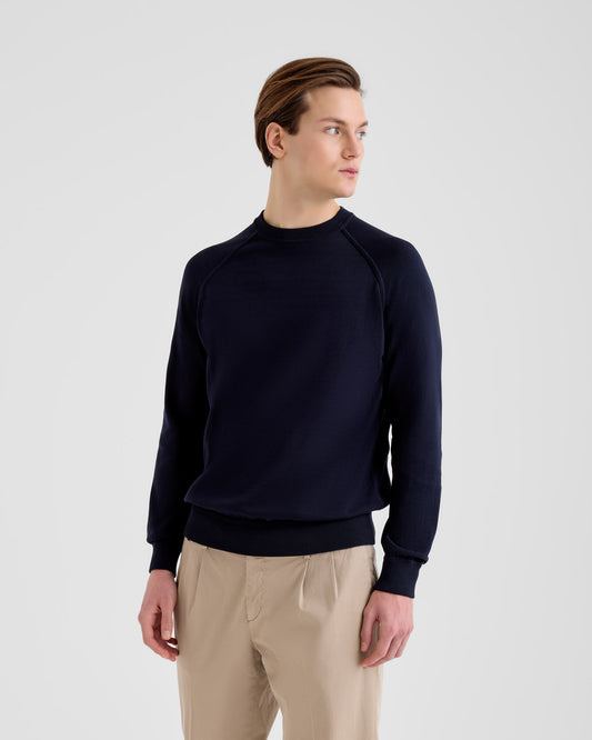 Raglan sleeve crewneck NAVY BLUE | Filippo De Laurentiis Raglan sleeve crewneck NAVY BLUE | Filippo De Laurentiis