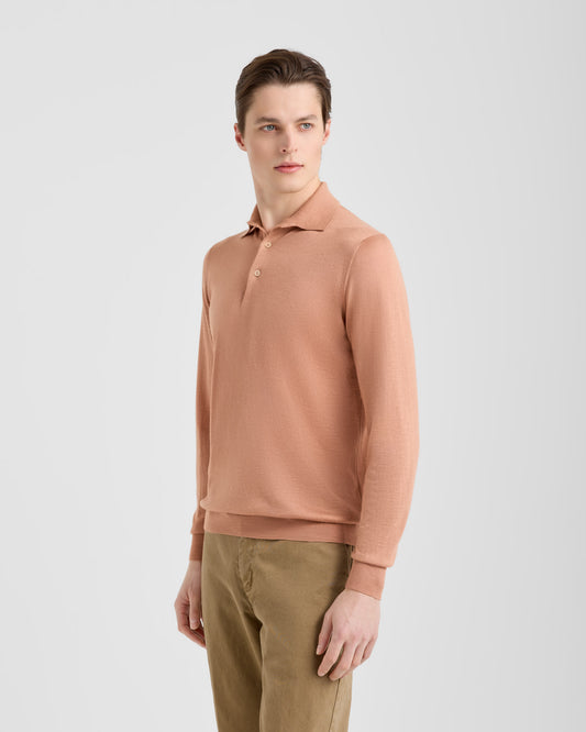 Maglia polo manica lunga Pesca | Filippo De Laurentiis Maglia polo manica lunga Pesca | Filippo De Laurentiis