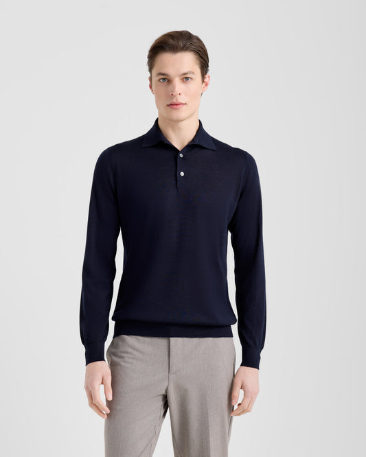Maglia polo manica lunga Navy | Filippo De Laurentiis Maglia polo manica lunga Navy | Filippo De Laurentiis