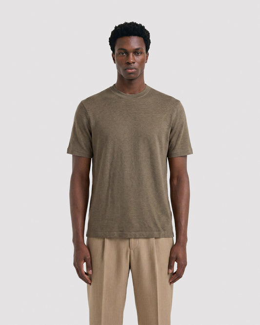 T-shirt lino Tortora | Filippo De Laurentiis T-shirt lino Tortora | Filippo De Laurentiis