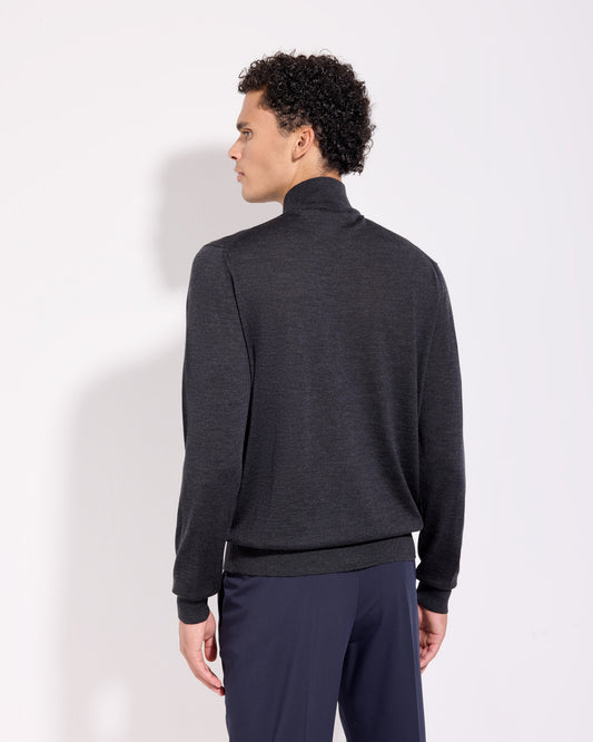 Cardigan con Zip Antracite | Filippo De Laurentiis Cardigan con Zip Antracite | Filippo De Laurentiis