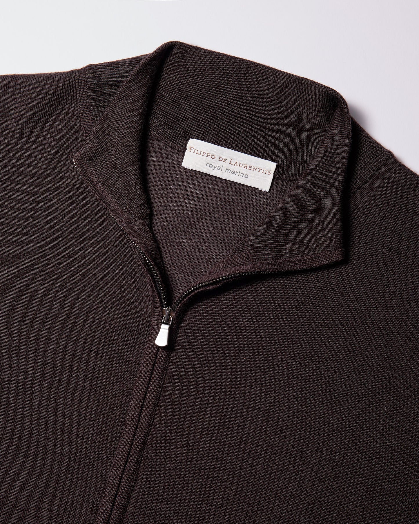 Cardigan full zip royal merino caffè