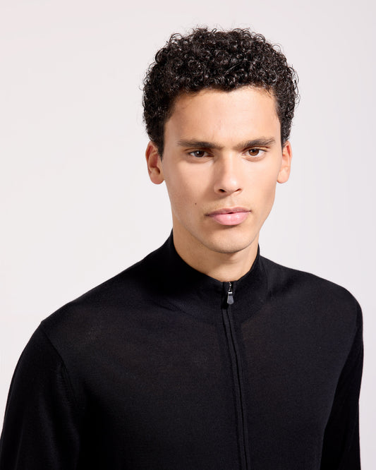 Cardigan con Zip Nero | Filippo De Laurentiis Cardigan con Zip Nero | Filippo De Laurentiis