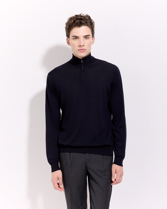 Maglia mezza zip Blu navy | Filippo De Laurentiis Maglia mezza zip Blu navy | Filippo De Laurentiis
