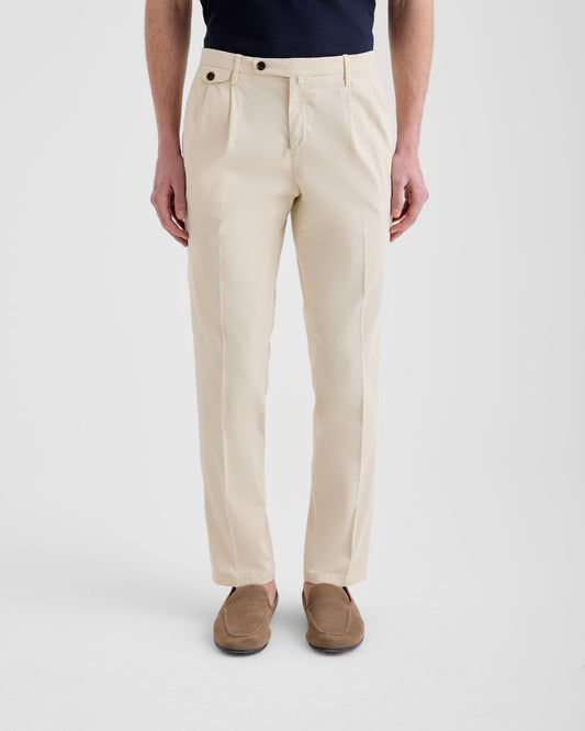Pleated chino trousers LIGHT BEIGE | Filippo De Laurentiis