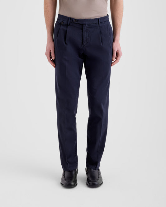Pleated chino trousers NAVY BLUE | Filippo De Laurentiis