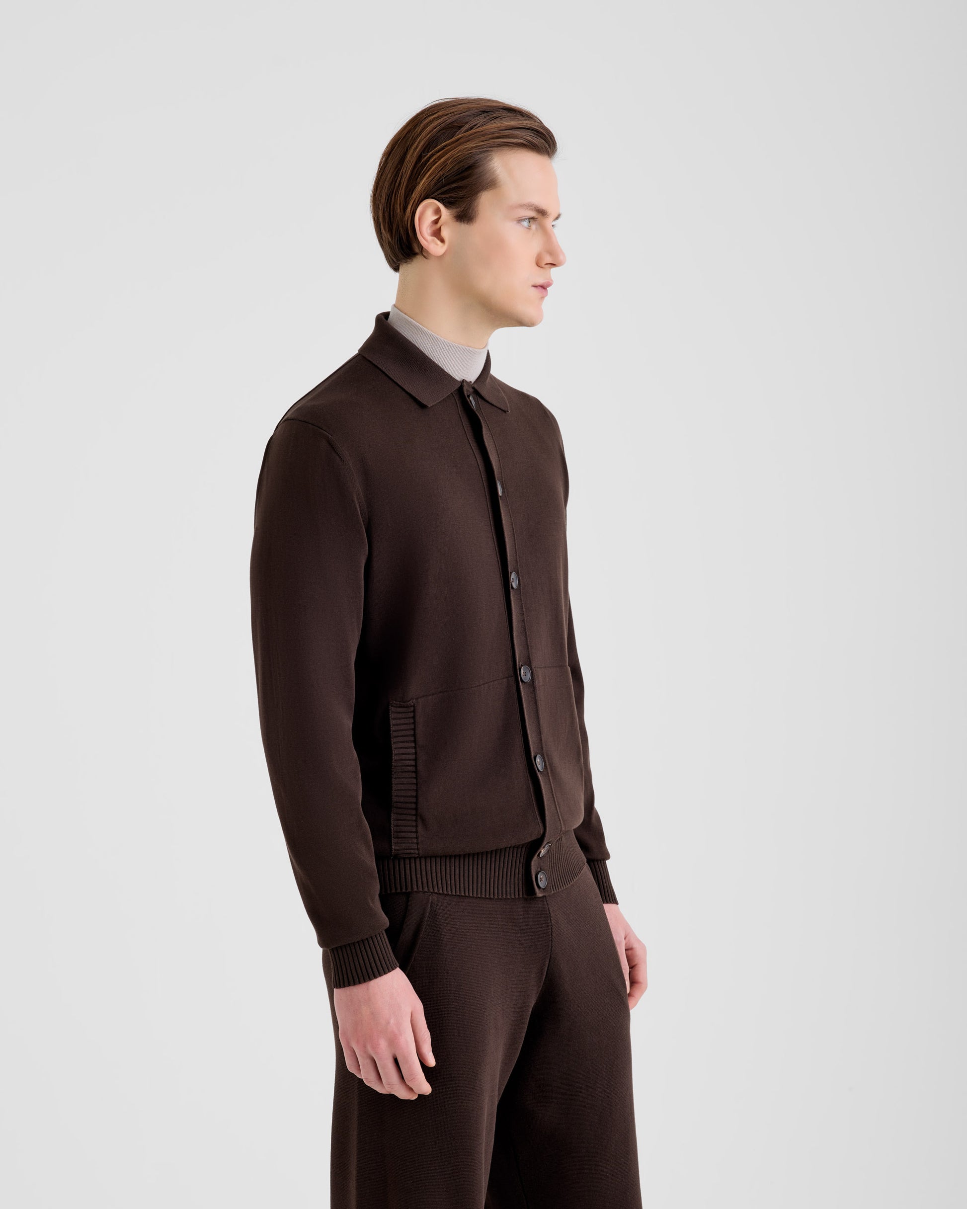 Shirt collar cardigan  BROWN | Filippo De Laurentiis
