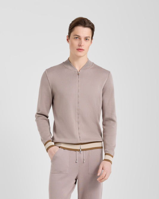 Bomber con rigature Greige - cammello - beige | Filippo De Laurentiis