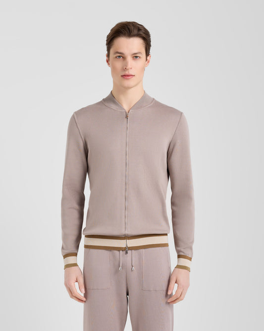 Bomber con rigature Greige - cammello - beige | Filippo De Laurentiis