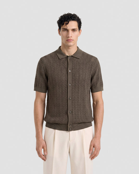 Camicia crochet manica corta Olio | Filippo De Laurentiis