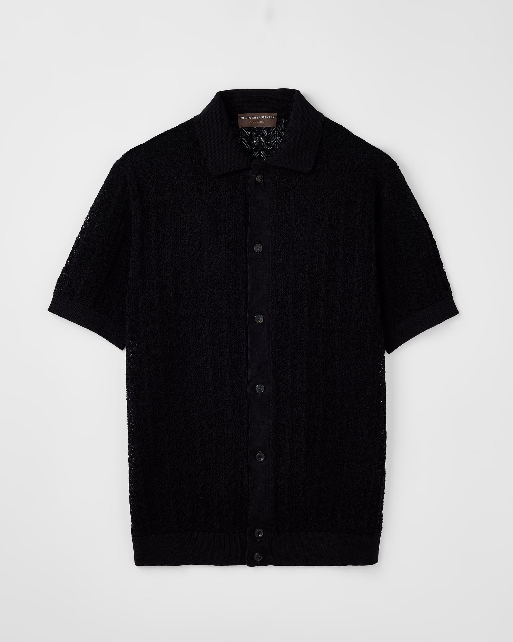 Camicia crochet manica corta Nero | Filippo De Laurentiis