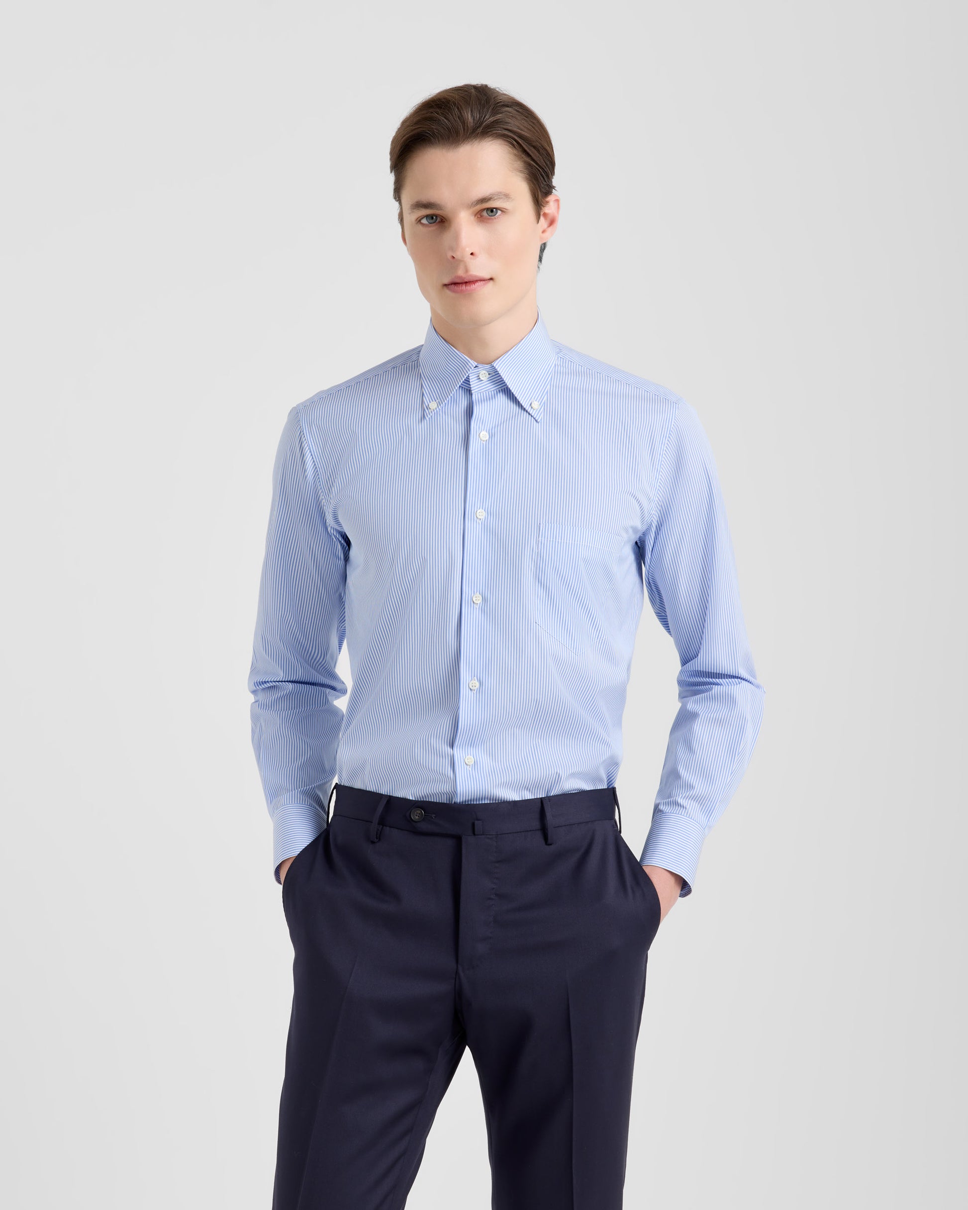 Camicia a righe Bianco ottico - polvere | Filippo De Laurentiis