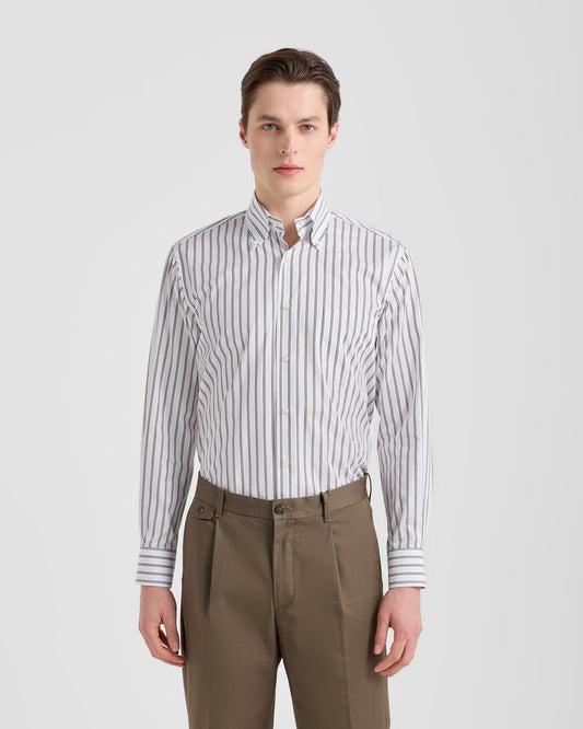 Camicia a righe Bianco - verde - bordeaux | Filippo De Laurentiis