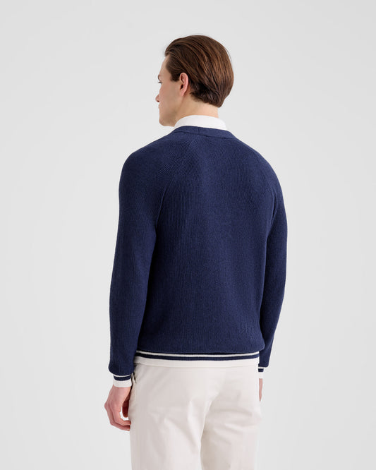 Cardigan con bottoni Navy - Latte | Filippo De Laurentiis