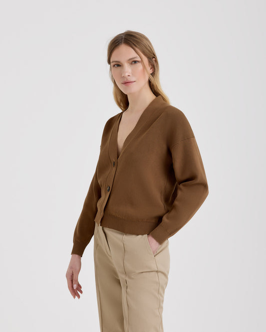 Cardigan con bottoni Cammello scuro | Filippo De Laurentiis