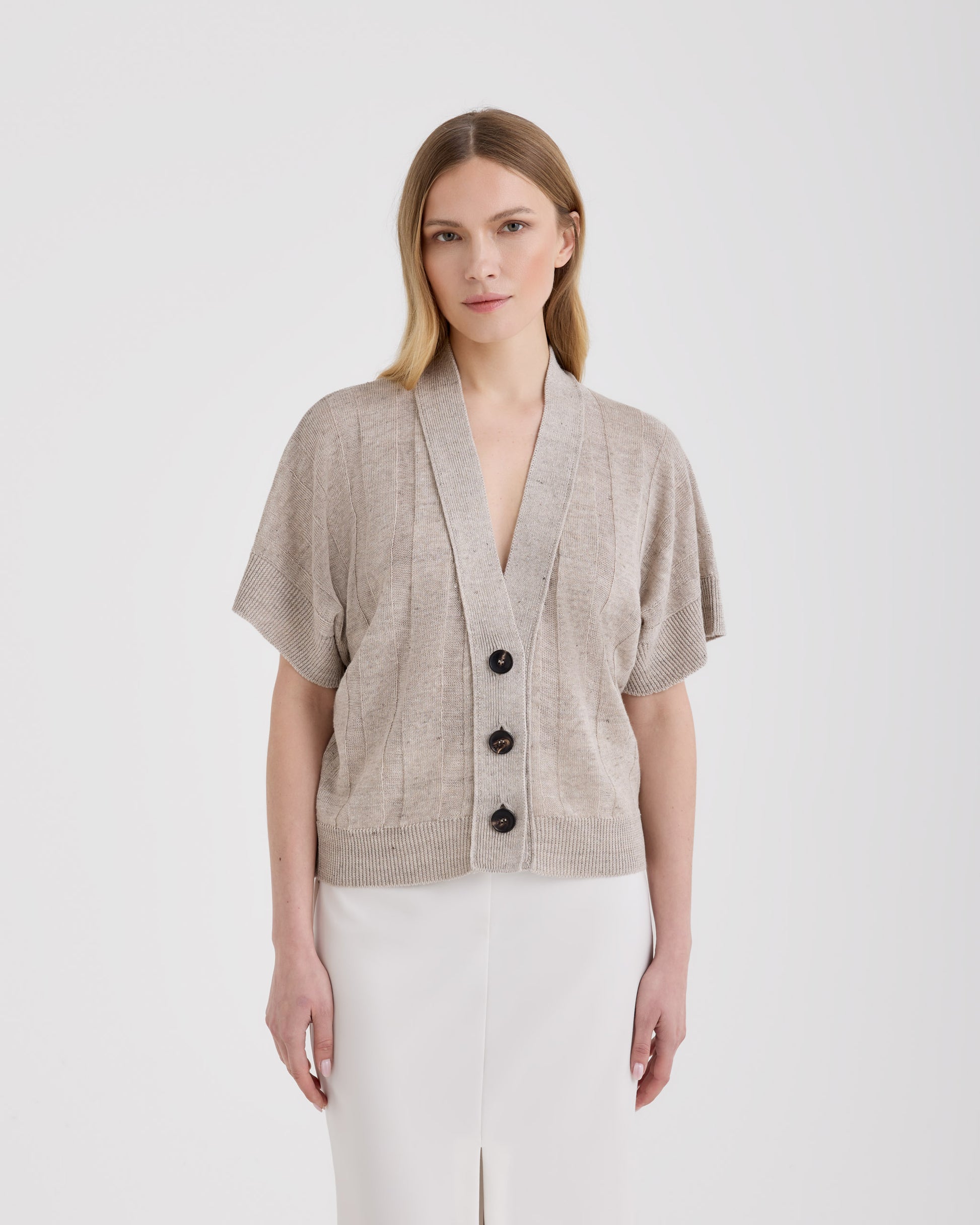 Cardigan con bottoni Beige chiaro | Filippo De Laurentiis