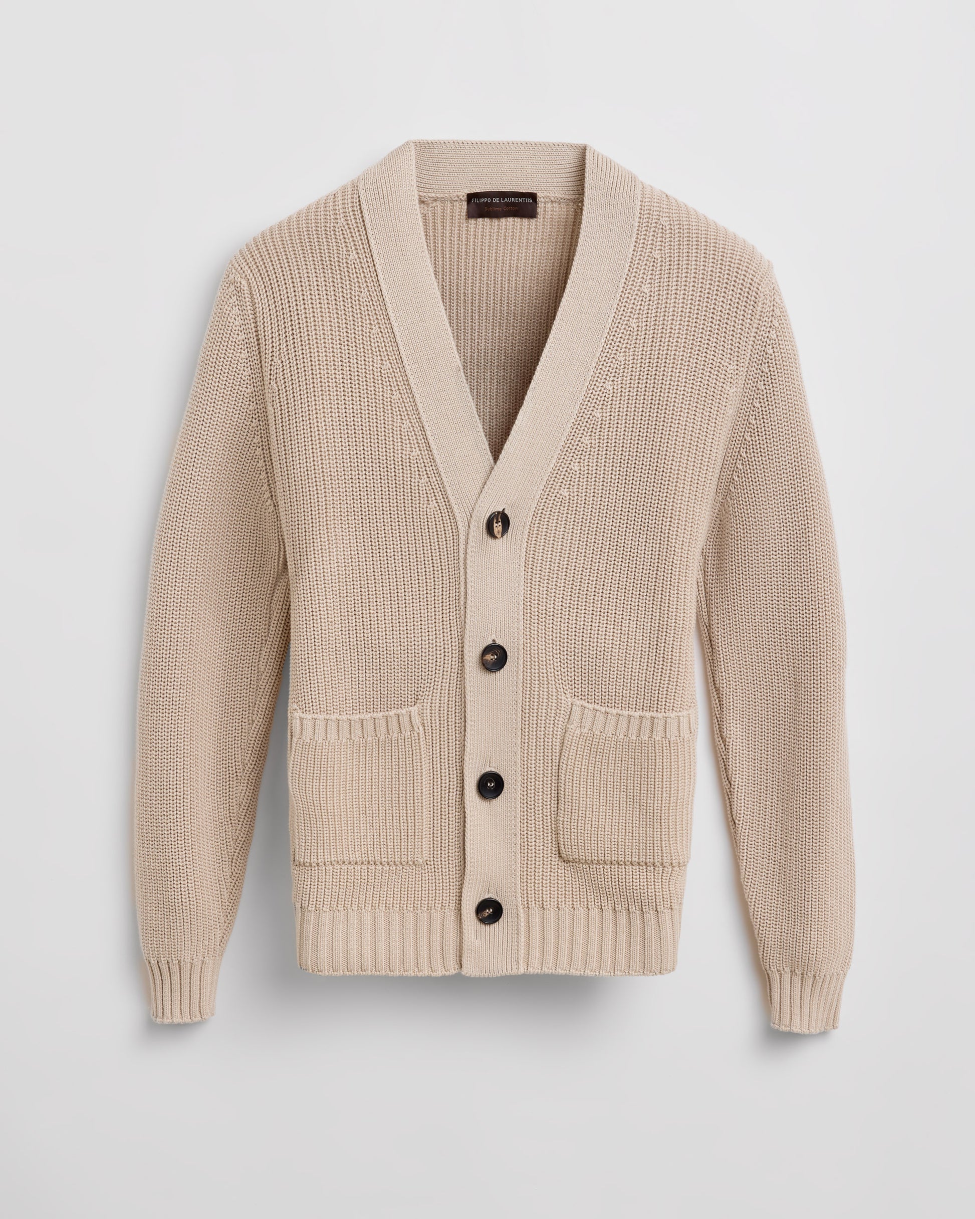 Shawl collar cardigan BEIGE | Filippo De Laurentiis