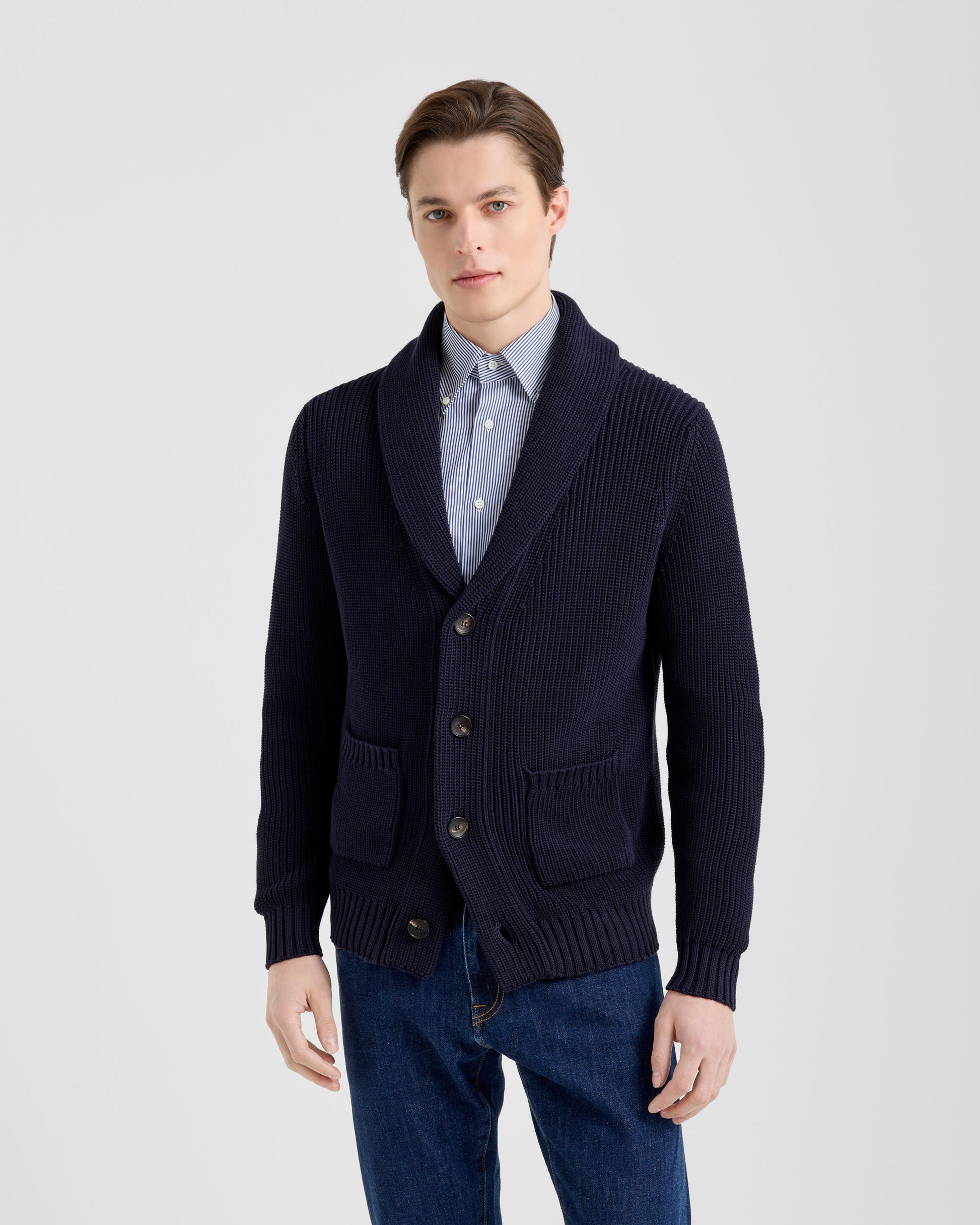 Cardigan sciallato Navy | Filippo De Laurentiis
