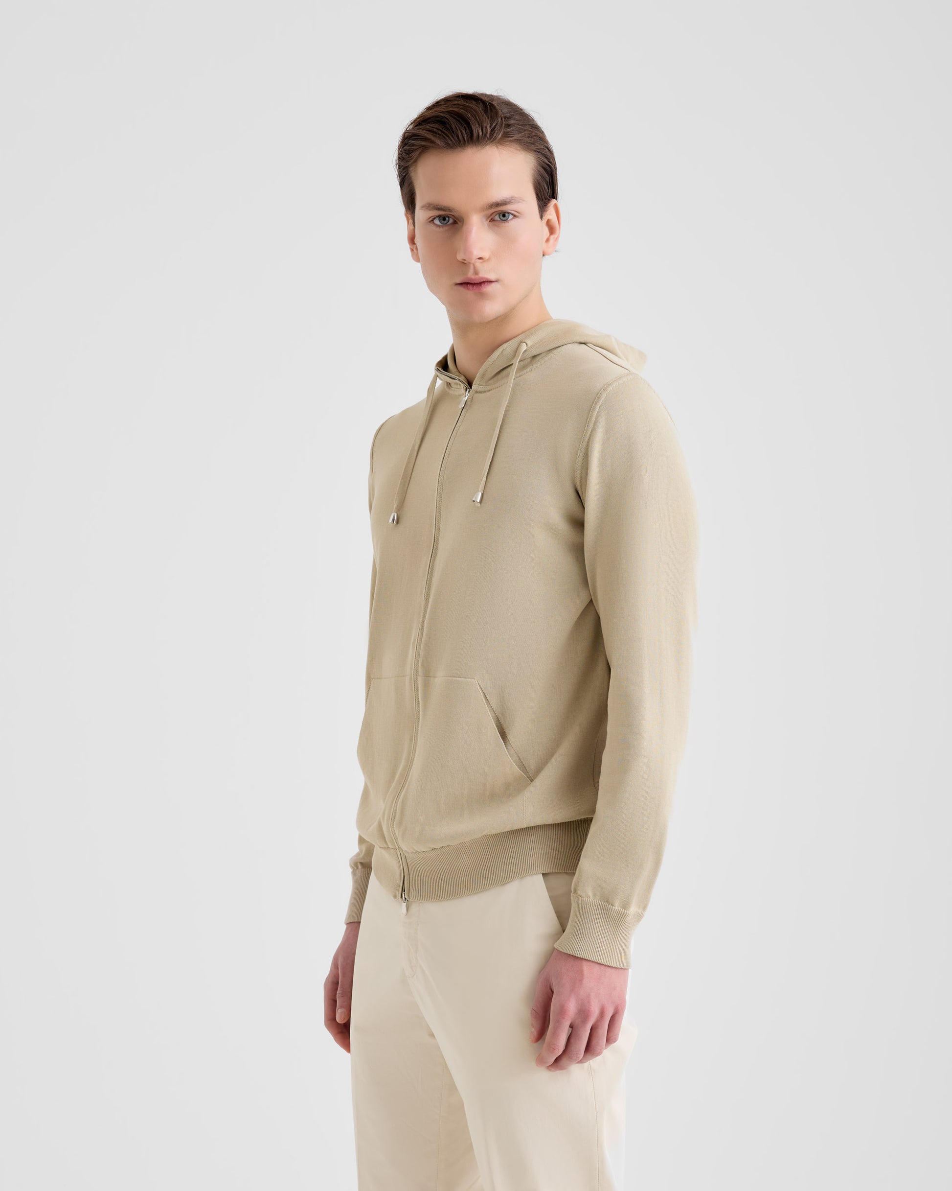 Fullzip con cappuccio Sabbia | Filippo De Laurentiis