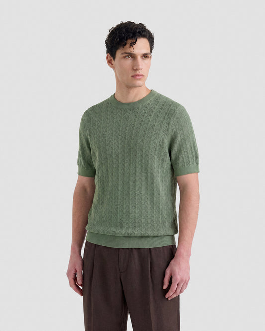 Girocollo crochet manica corta Salvia | Filippo De Laurentiis