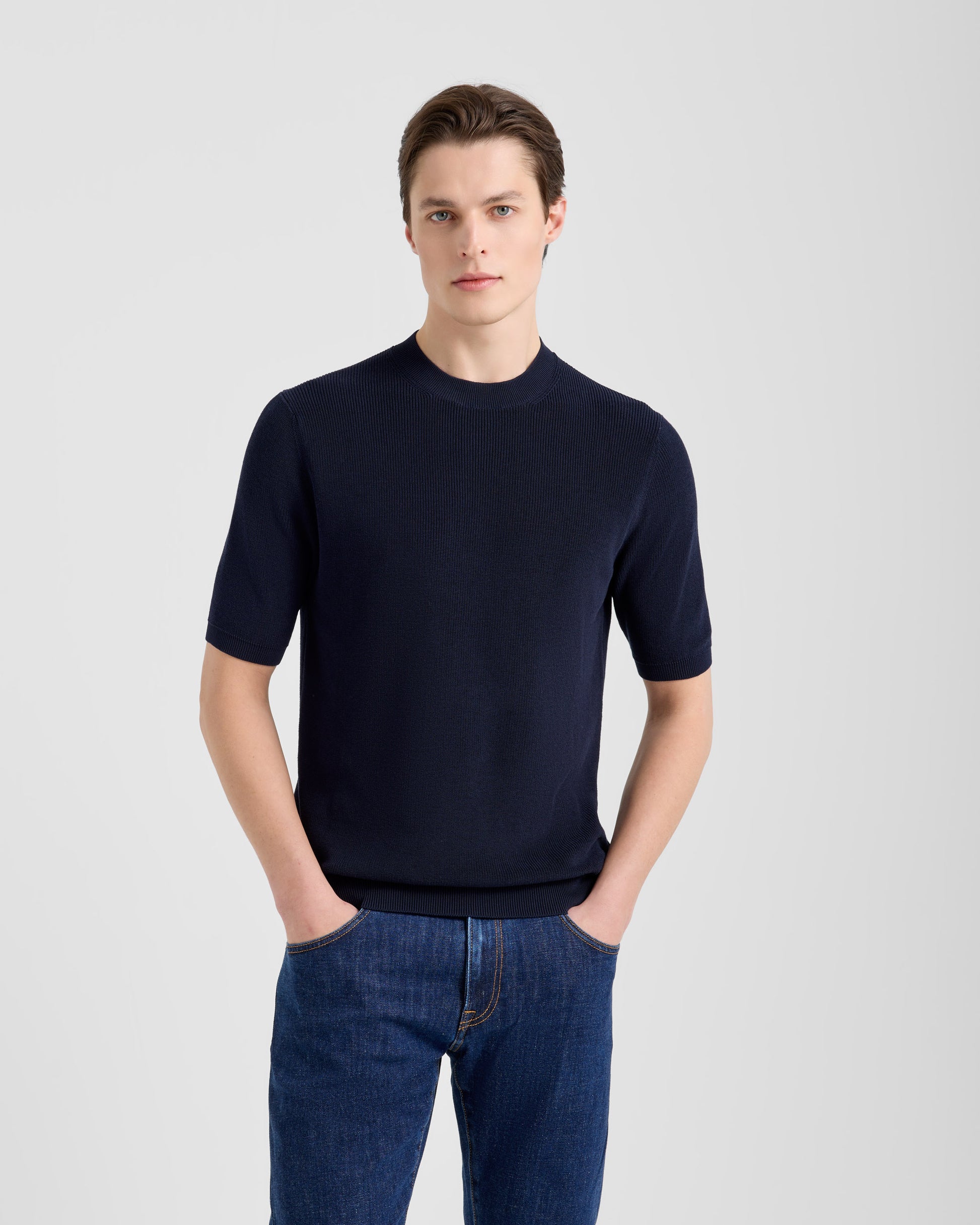 Girocollo manica corta Navy | Filippo De Laurentiis
