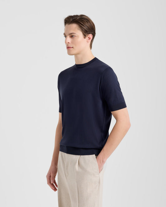 Girocollo manica corta Navy | Filippo De Laurentiis