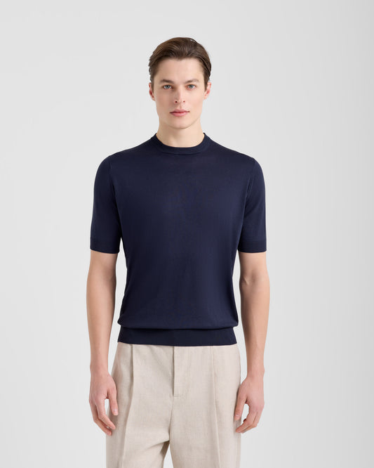 Girocollo manica corta Navy | Filippo De Laurentiis