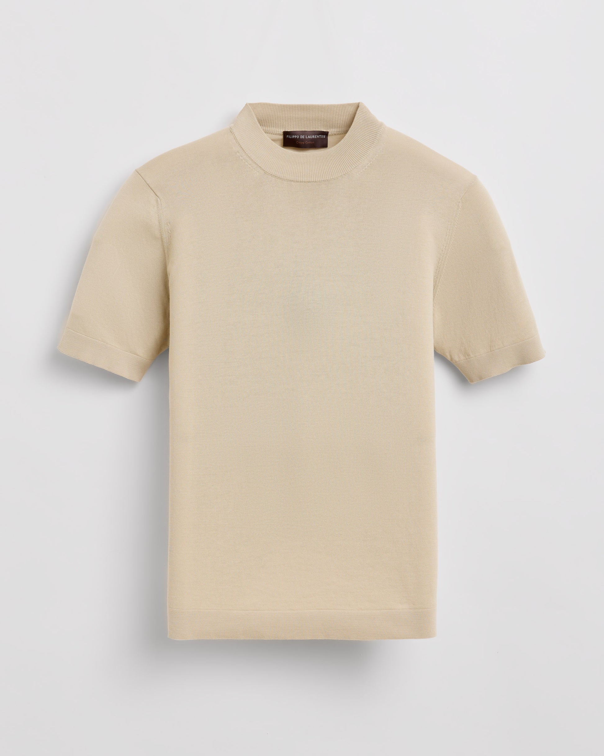 Short sleeve mock neck SAND | Filippo De Laurentiis
