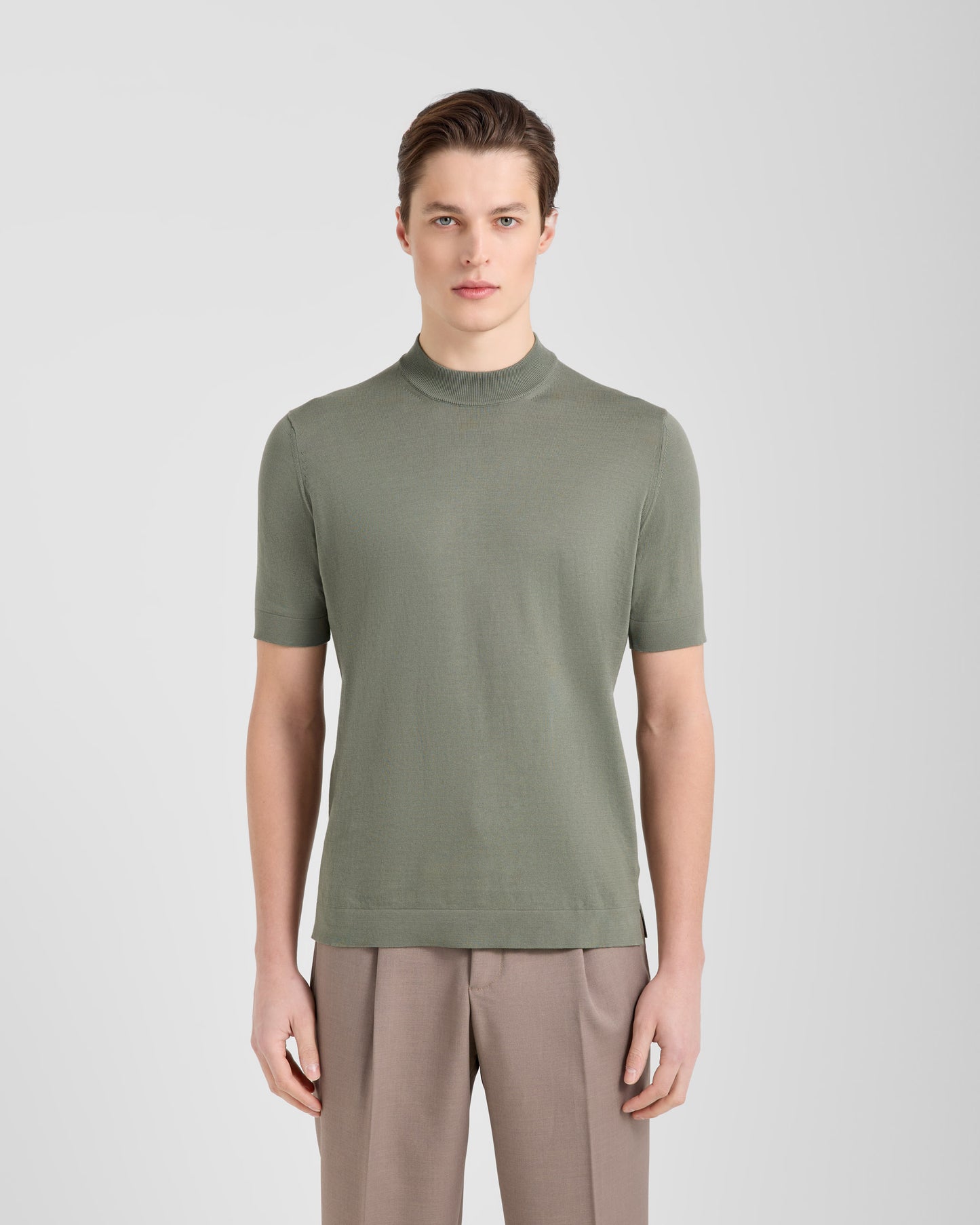 Smooth short sleeve mock neck |145047|