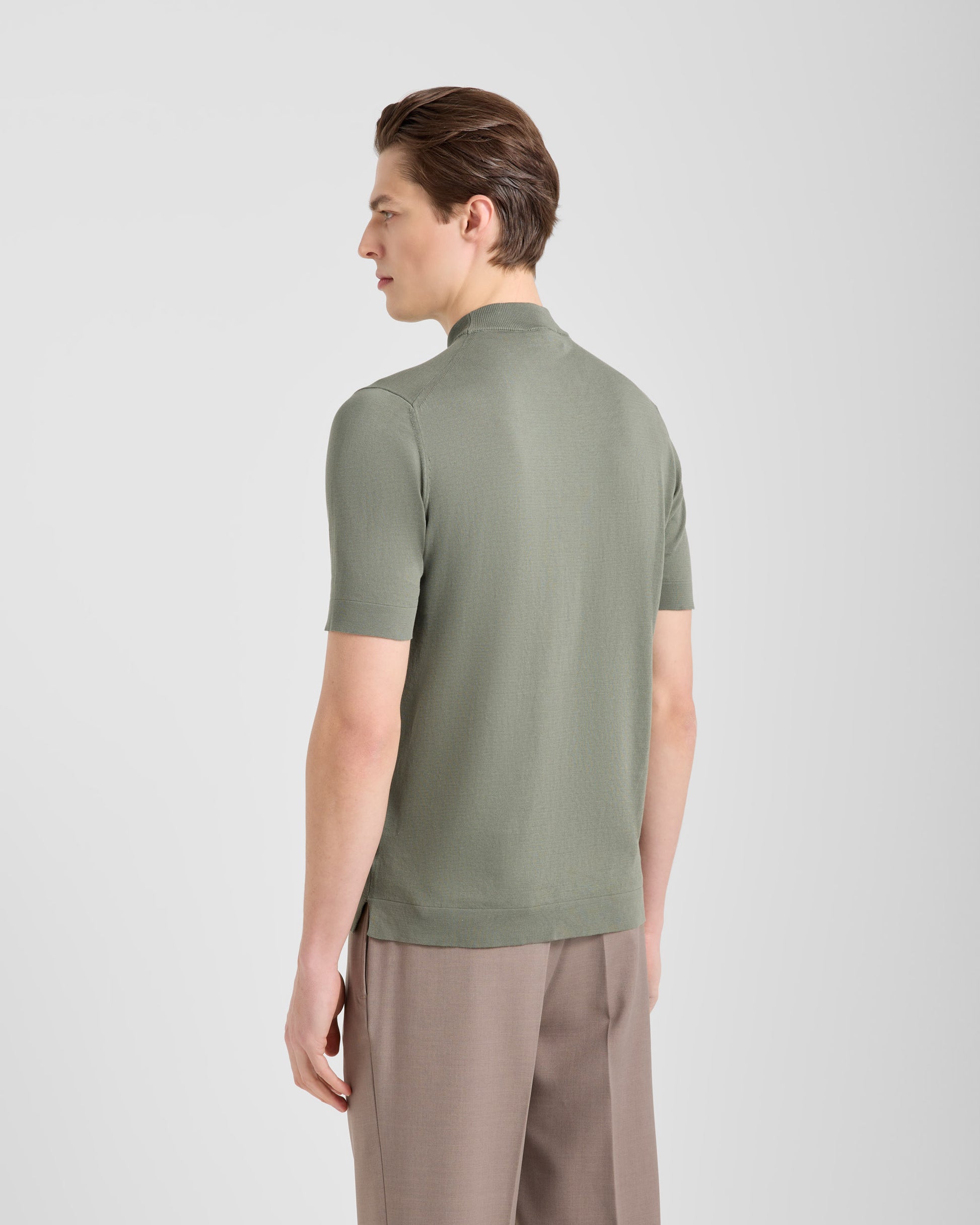 Short sleeve mock neck SAGE GREY | Filippo De Laurentiis