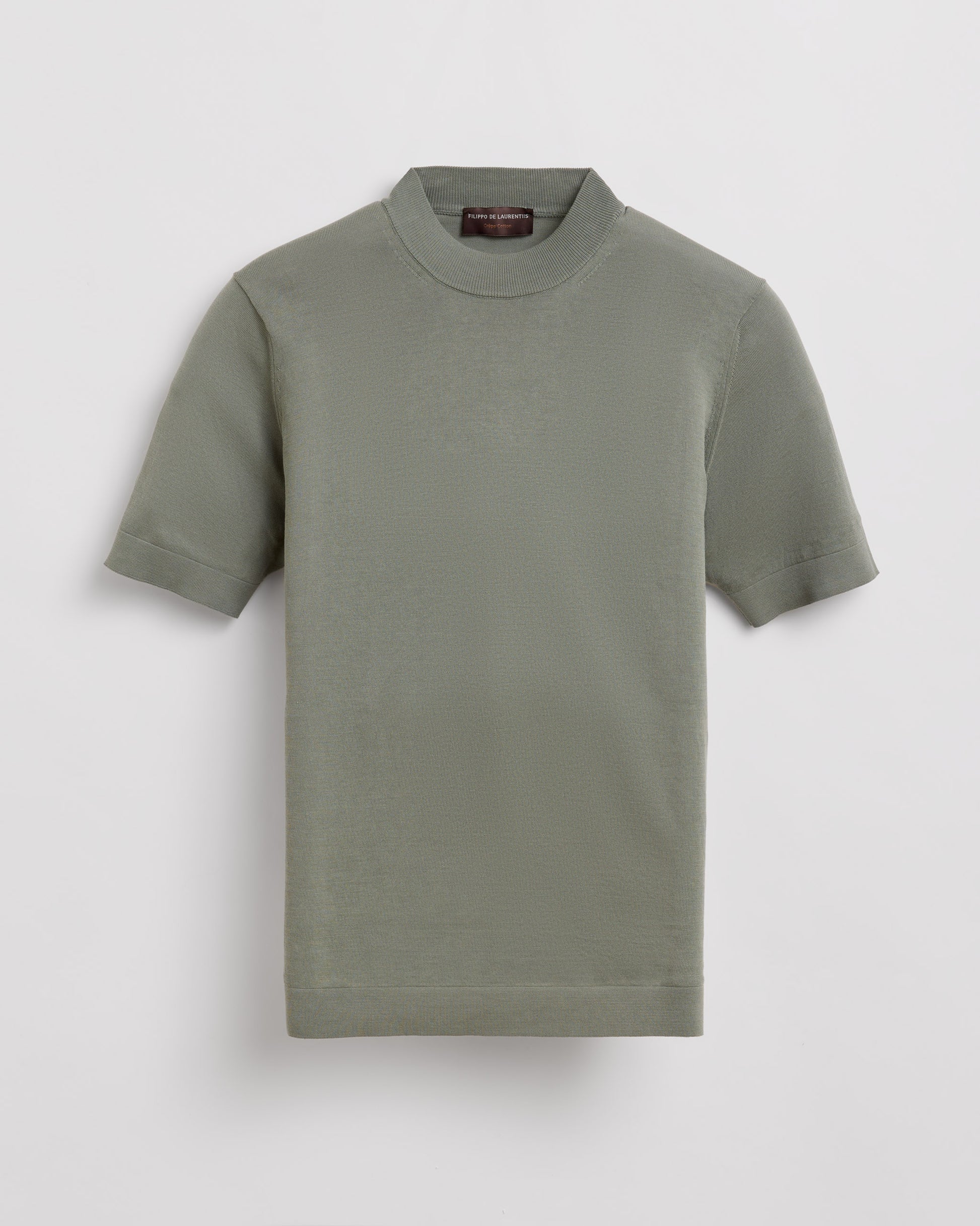 Short sleeve mock neck SAGE GREY | Filippo De Laurentiis