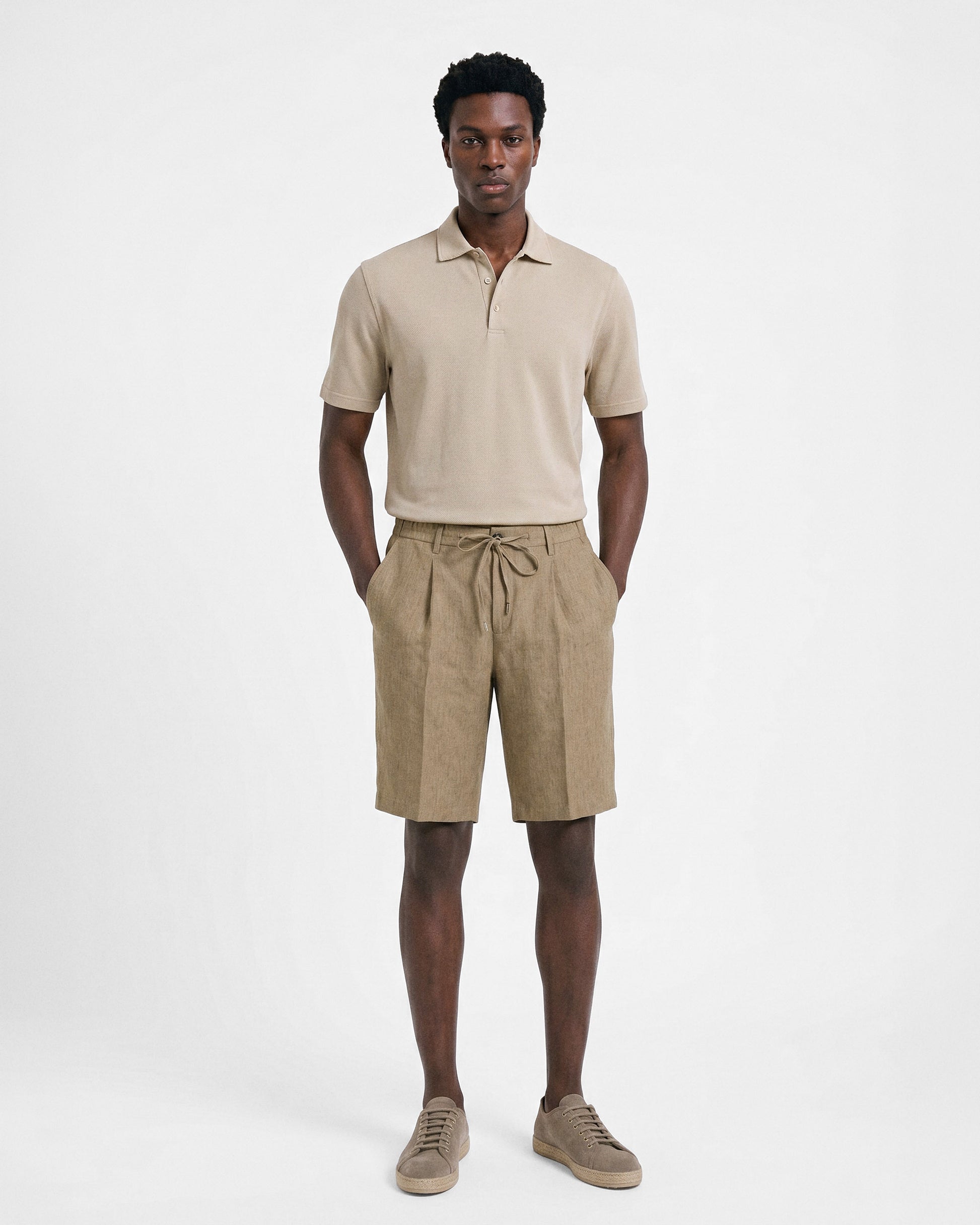 Bermuda con pinces beige | Filippo De Laurentiis