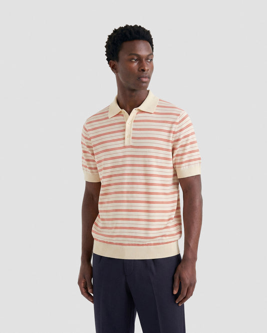 Polo manica corta bianco-arancione | Filippo De Laurentiis