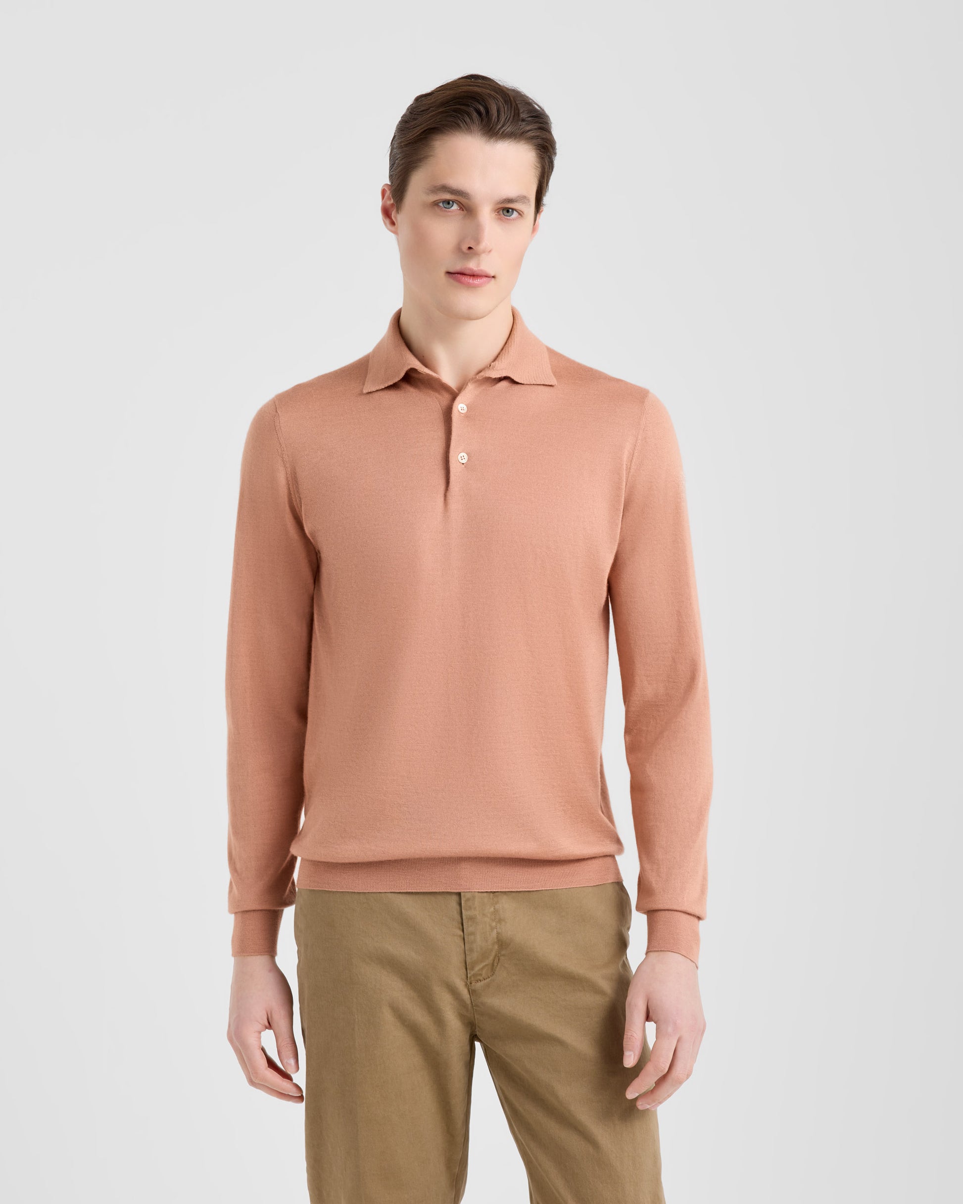 Long sleeve polo sweater PEACH | Filippo De Laurentiis