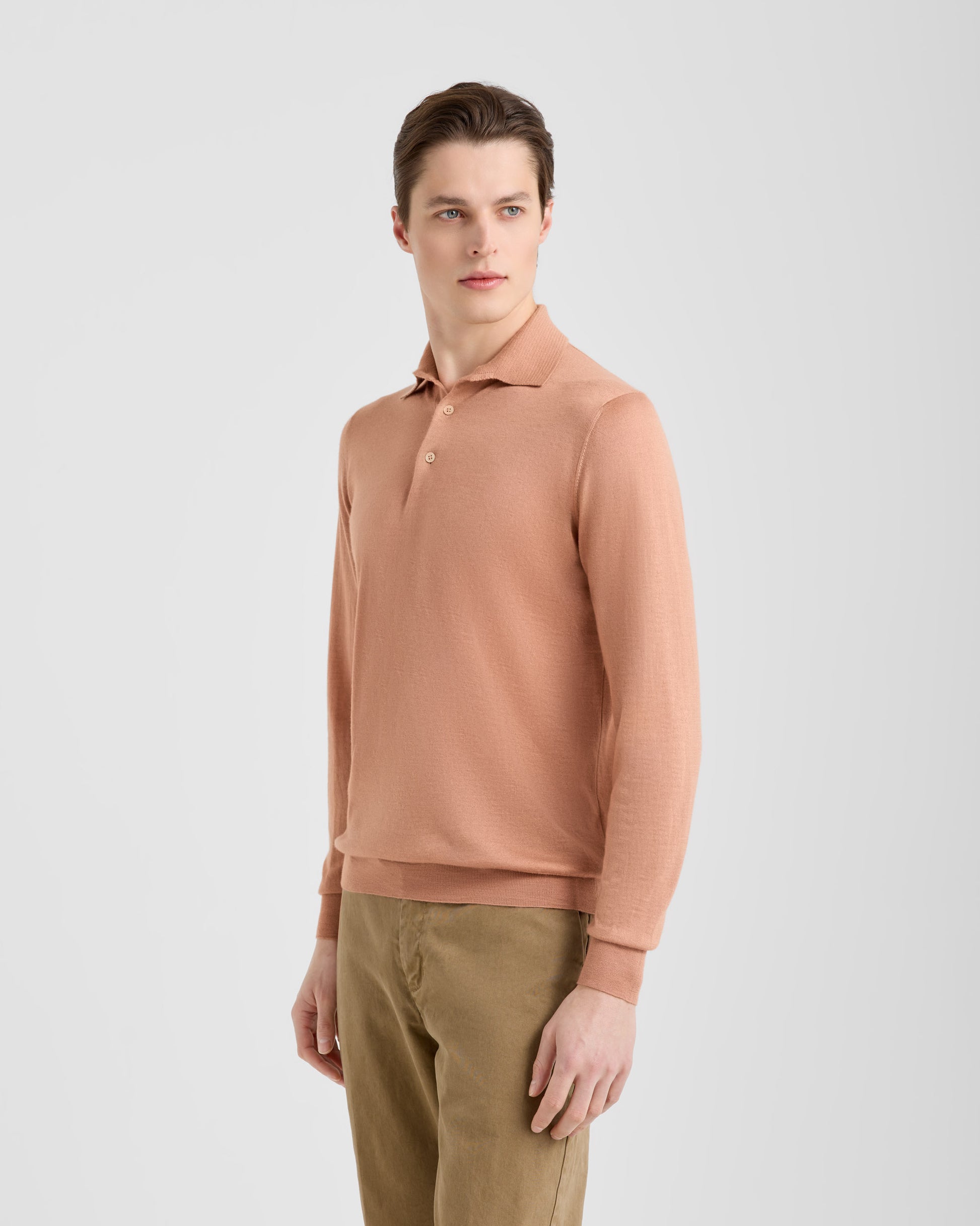 Long sleeve polo sweater PEACH | Filippo De Laurentiis
