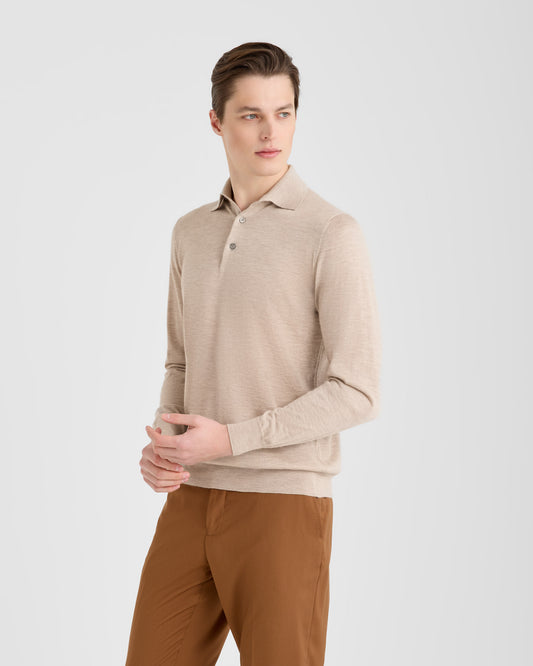 Maglia polo manica lunga Beige | Filippo De Laurentiis