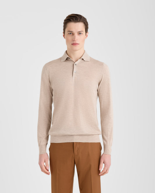 Maglia polo manica lunga Beige | Filippo De Laurentiis