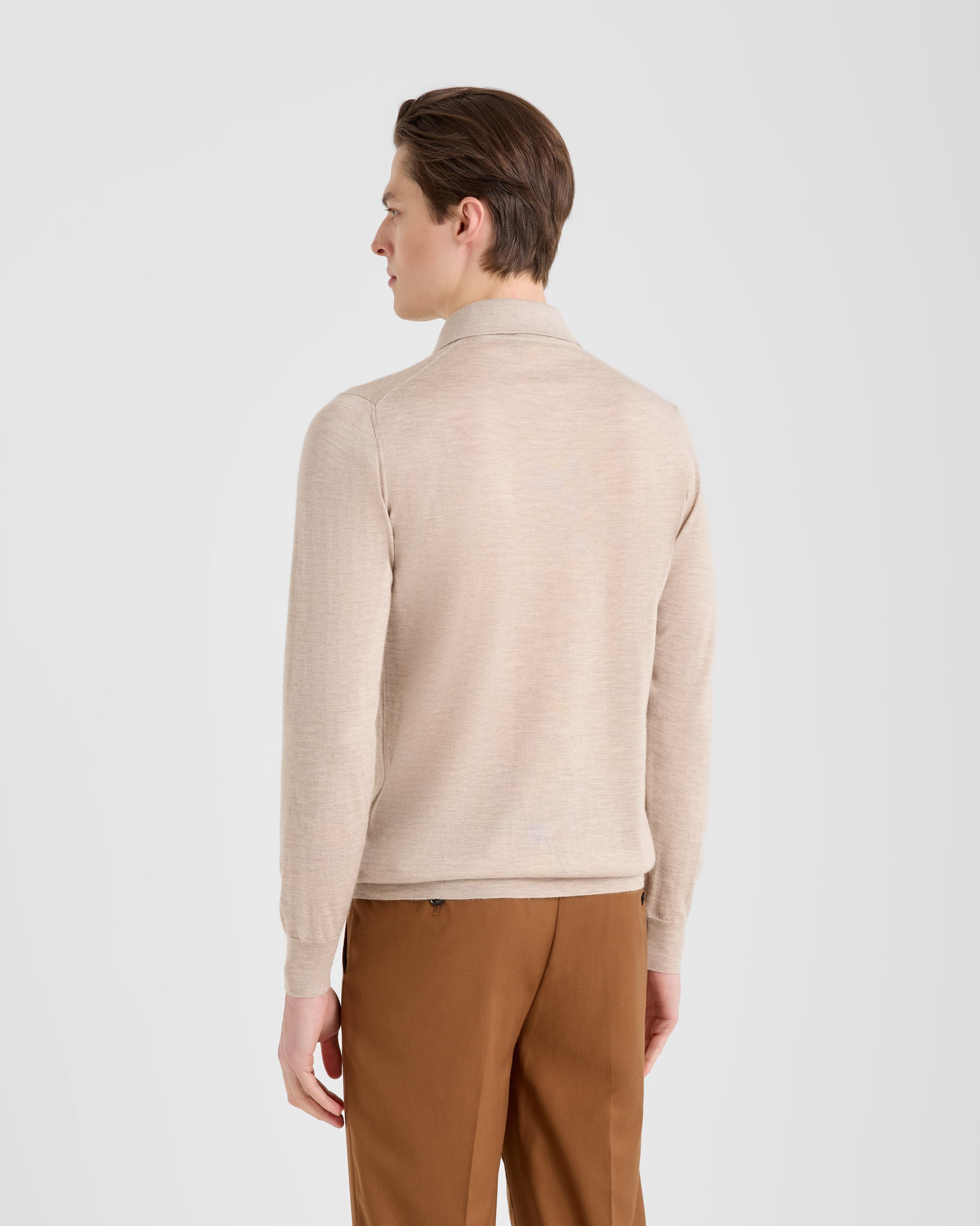 Long sleeve polo sweater BEIGE | Filippo De Laurentiis