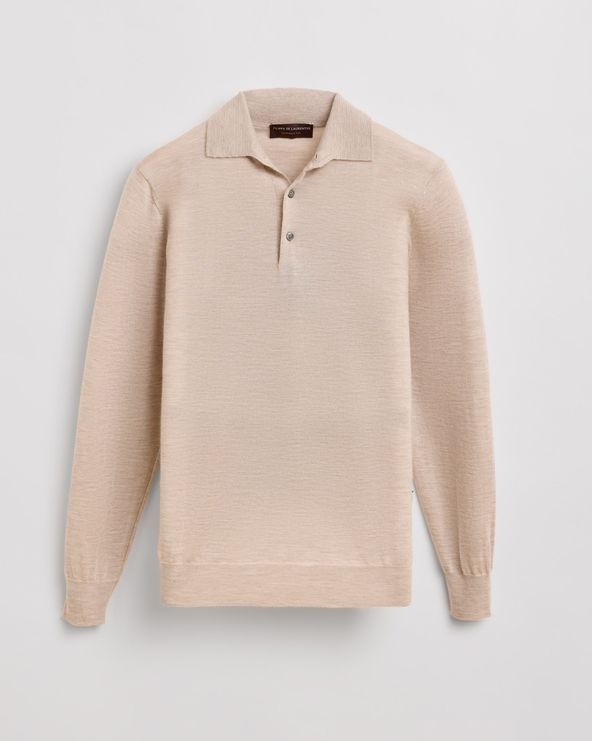 Long sleeve polo sweater BEIGE | Filippo De Laurentiis