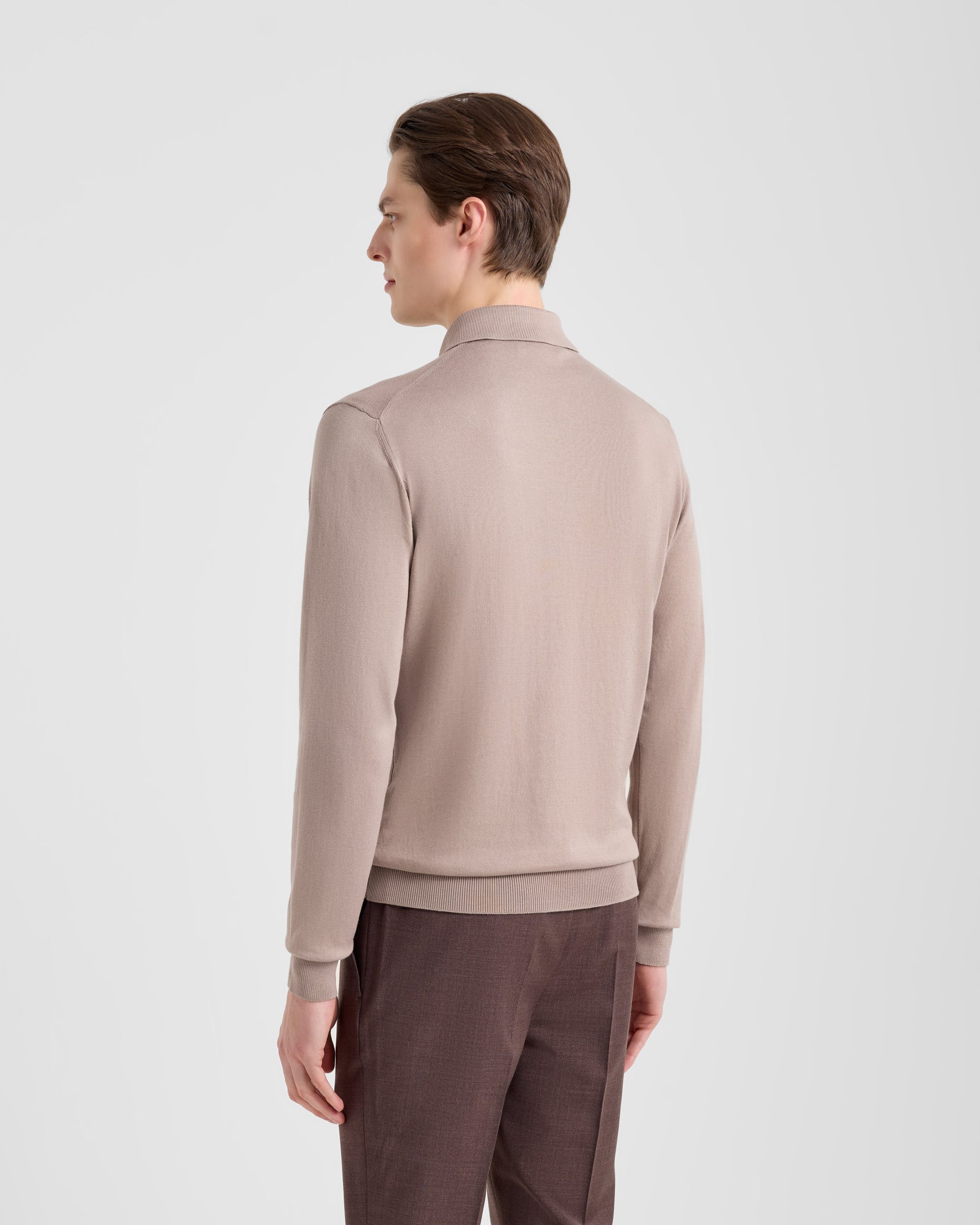 Long sleeve polo sweater TAUPE | Filippo De Laurentiis