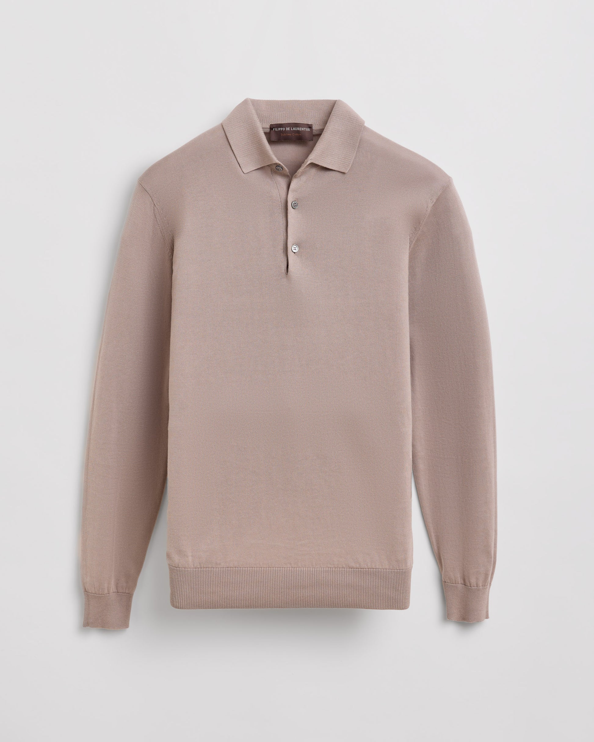 Long sleeve polo sweater TAUPE | Filippo De Laurentiis