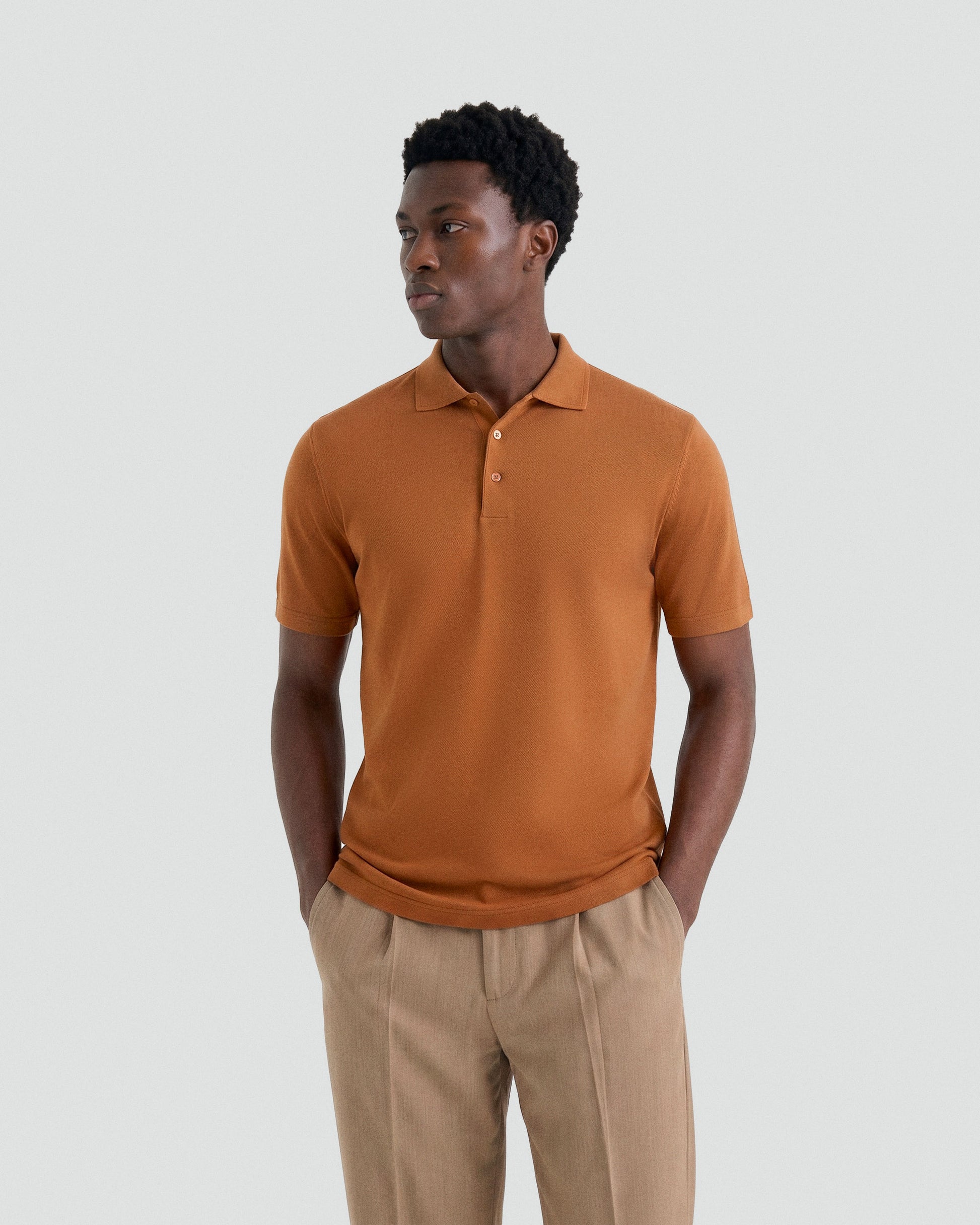 Short sleeve polo sweater COGNAC | Filippo De Laurentiis