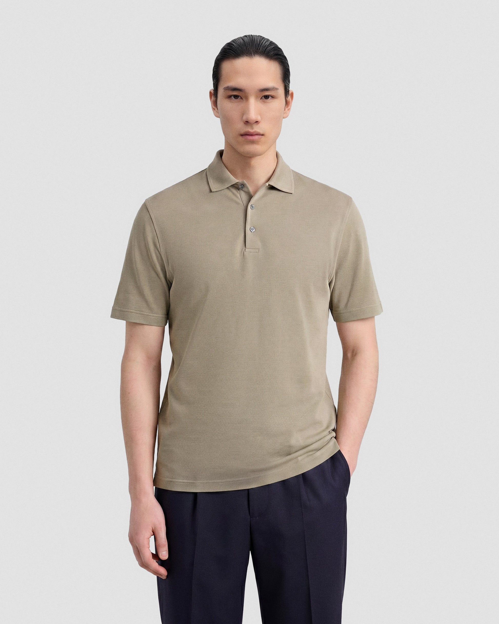 Short sleeve polo sweater TAUPE | Filippo De Laurentiis