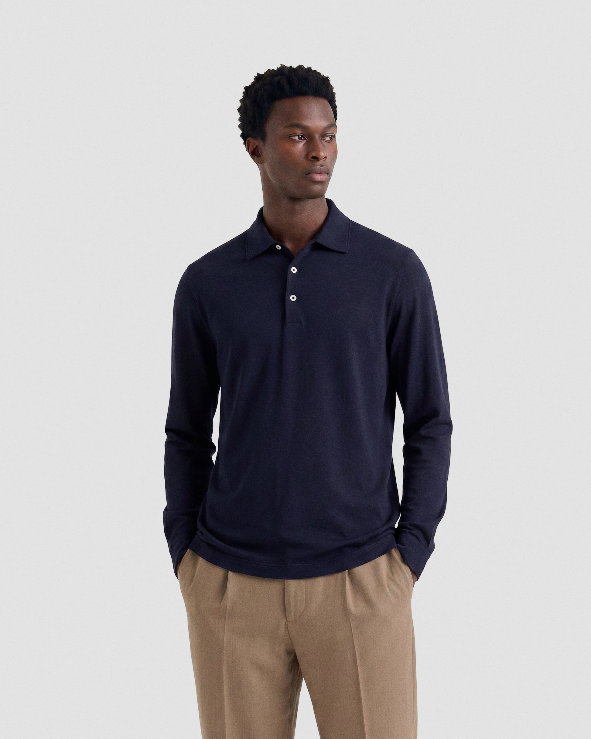 Polo manica lunga Blu navy | Filippo De Laurentiis