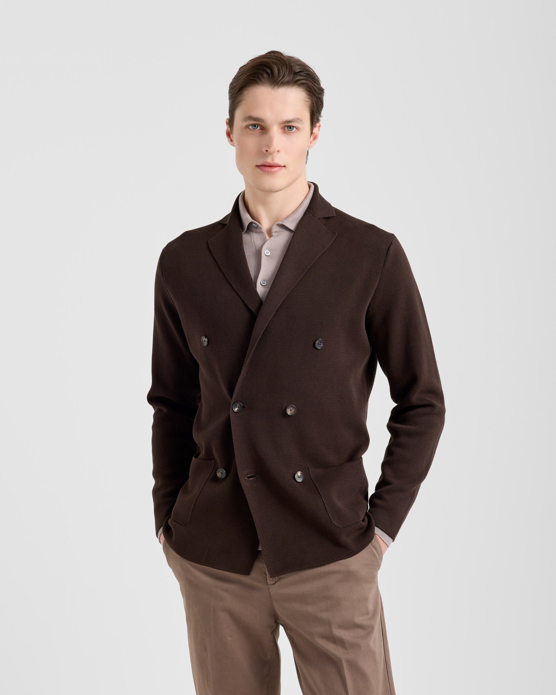 Double-breasted jacket BROWN | Filippo De Laurentiis