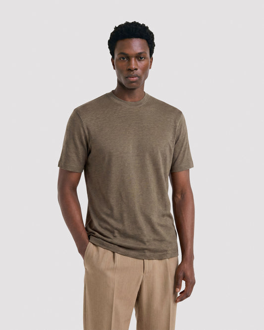 T-shirt lino Tortora | Filippo De Laurentiis